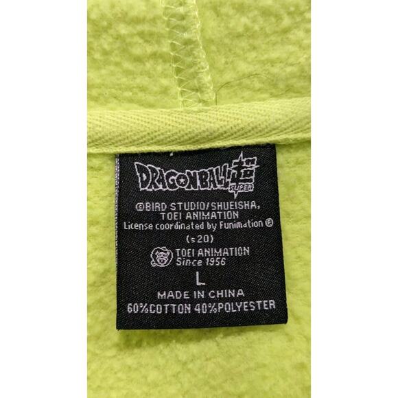 Dragon Ball Z Super Goku Hoodie L Neon Yellow Pullover Fleece Anime Manga DBZ - Picture 7 of 9